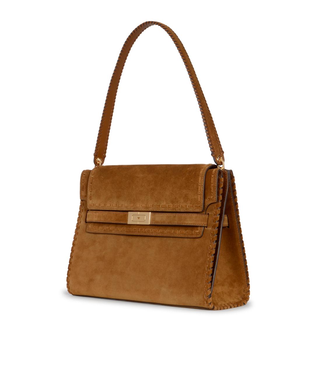 TORY BURCH Коричневая замшевая сумка через плечо, фото 2