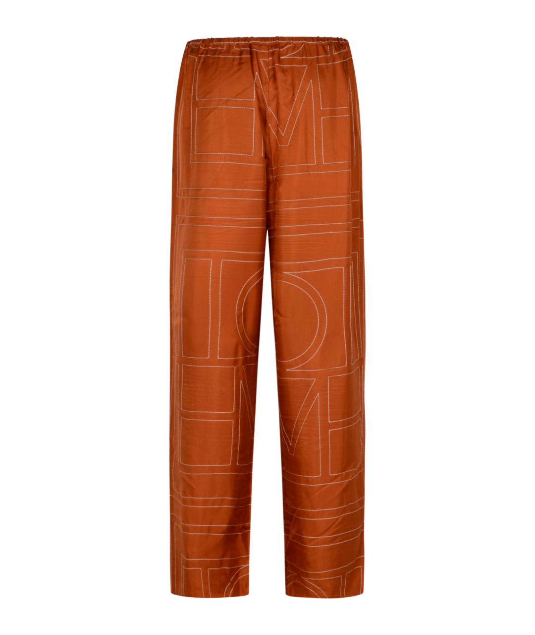 TOTEME Оранжевое шелковые прямые брюки, фото 2