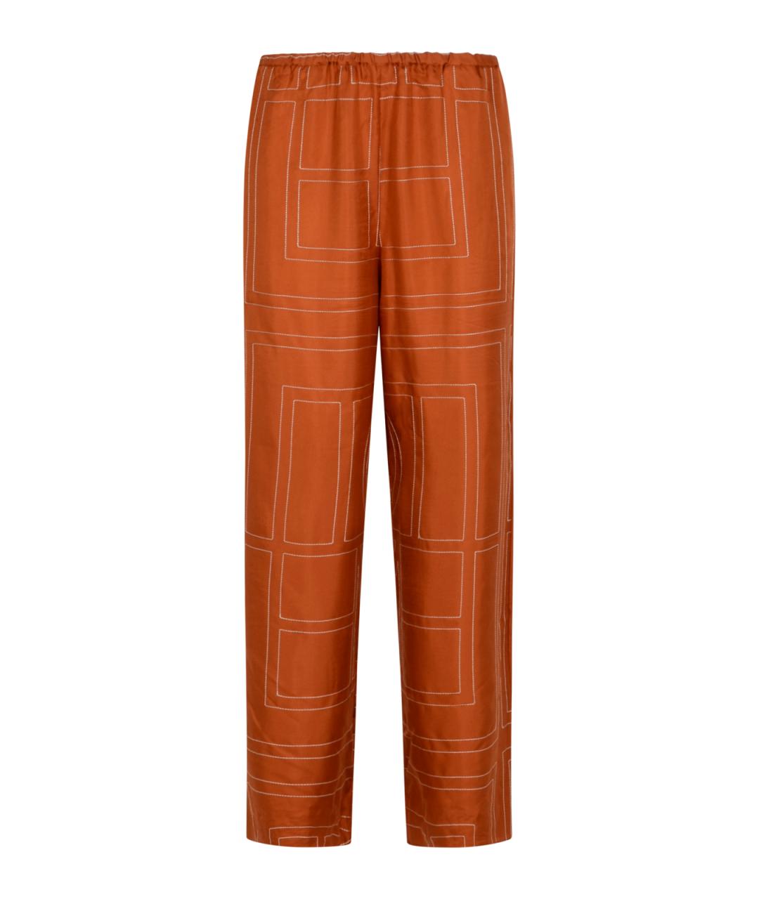 TOTEME Оранжевое шелковые прямые брюки, фото 1