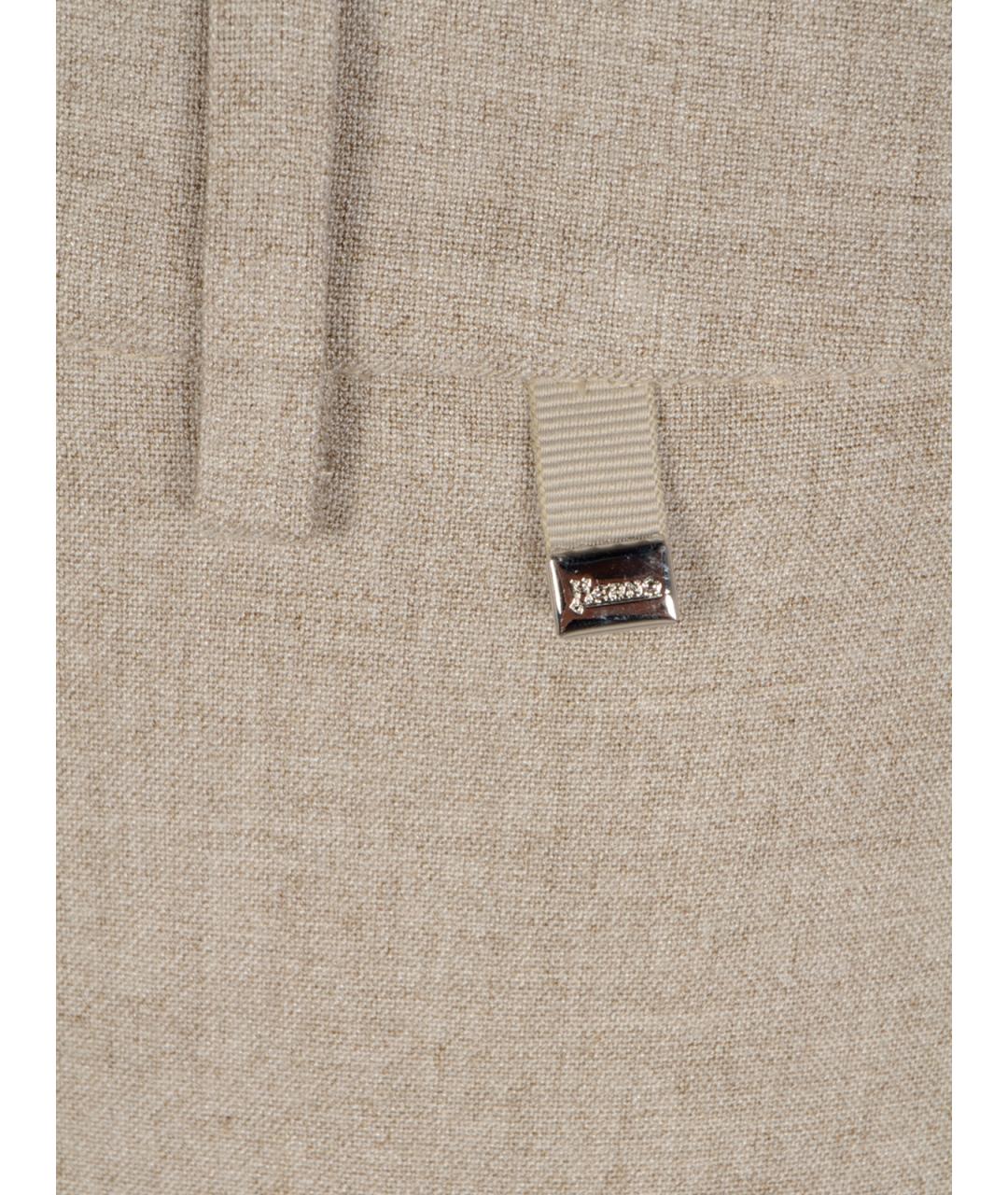 HERNO Бежевые полиэстеровые прямые брюки, фото 3