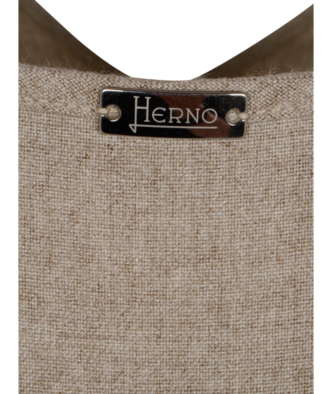 HERNO Бежевая вискозная футболка, фото 3