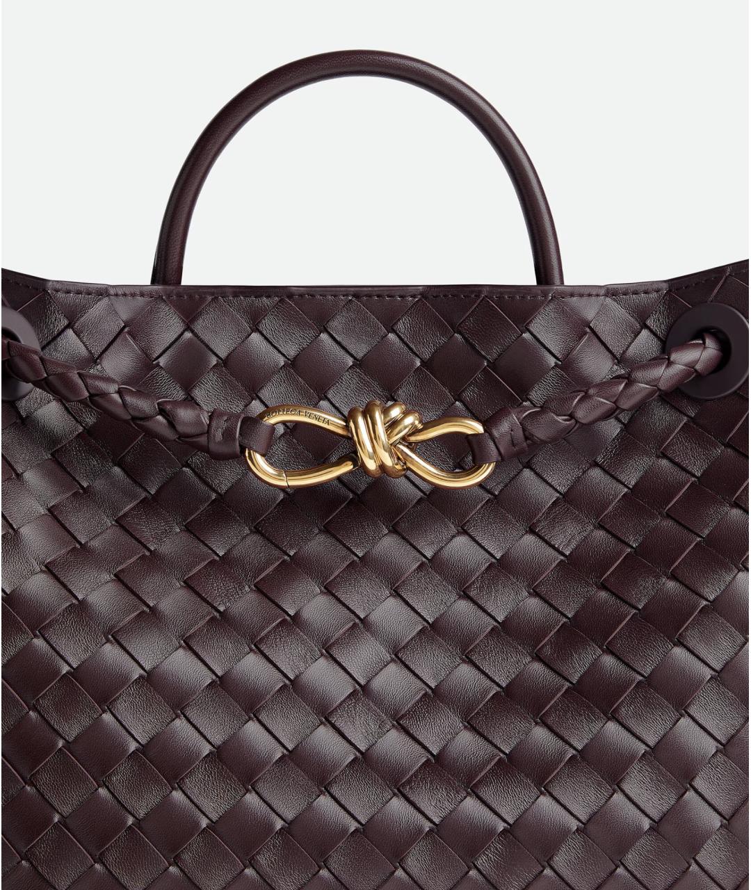 BOTTEGA VENETA Бордовая кожаная сумка тоут, фото 7