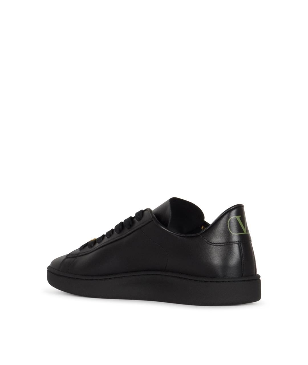 VALENTINO Черные кожаные низкие кроссовки / кеды, фото 3