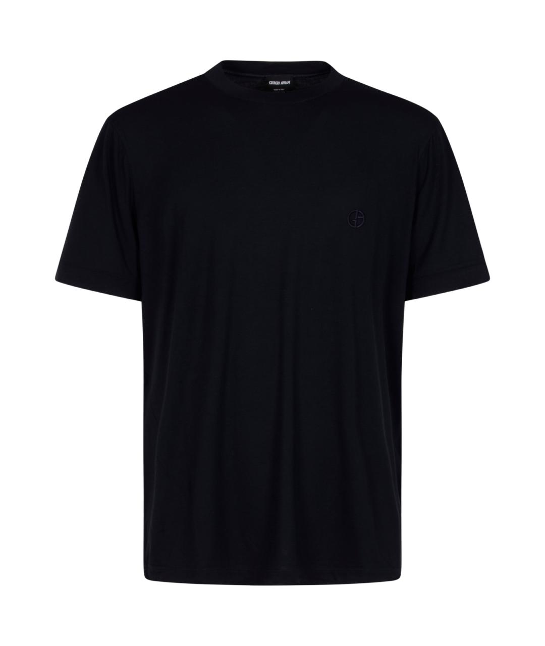 GIORGIO ARMANI Темно-синяя вискозная футболка, фото 1