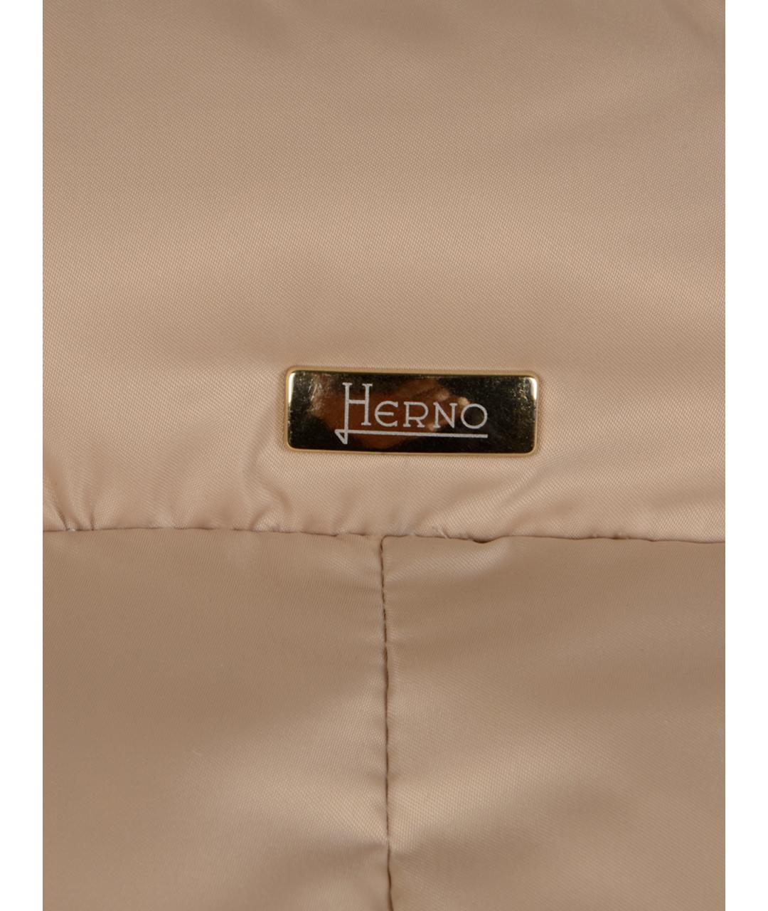 HERNO Бежевый полиэстеровый пуховик, фото 3