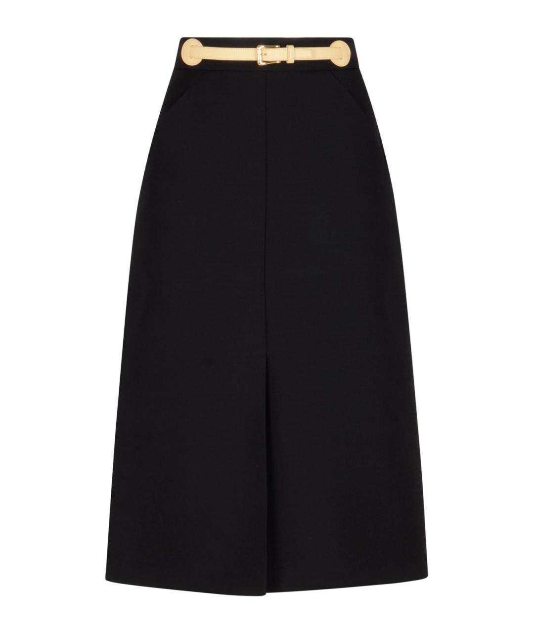 VALENTINO Черная шерстяная юбка миди, фото 1