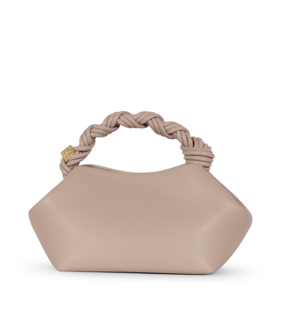 GANNI Бежевая кожаная сумка с короткими ручками, фото 3