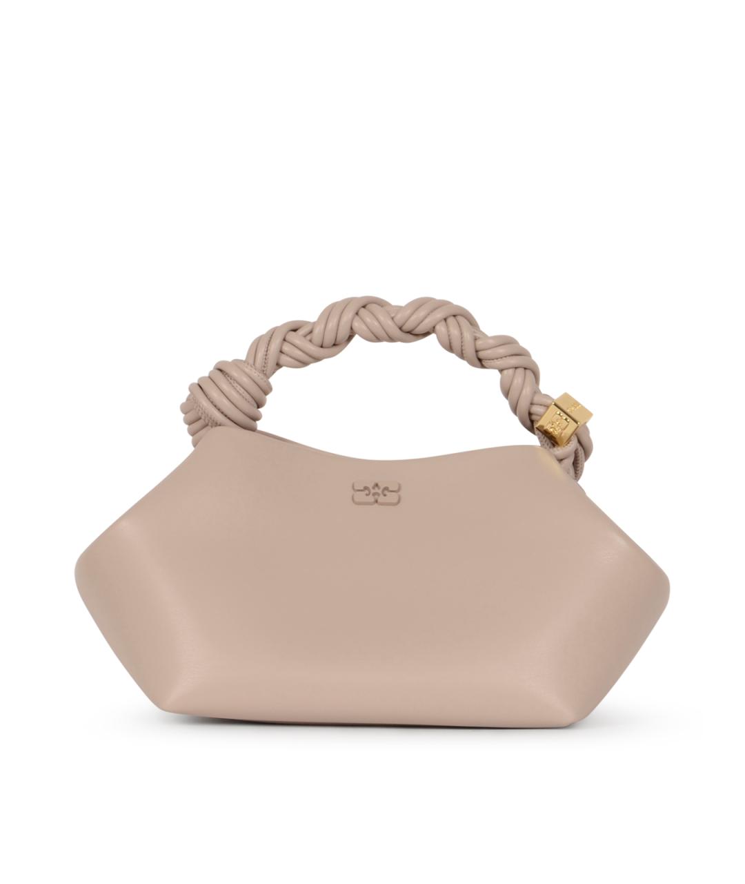 GANNI Бежевая кожаная сумка с короткими ручками, фото 1