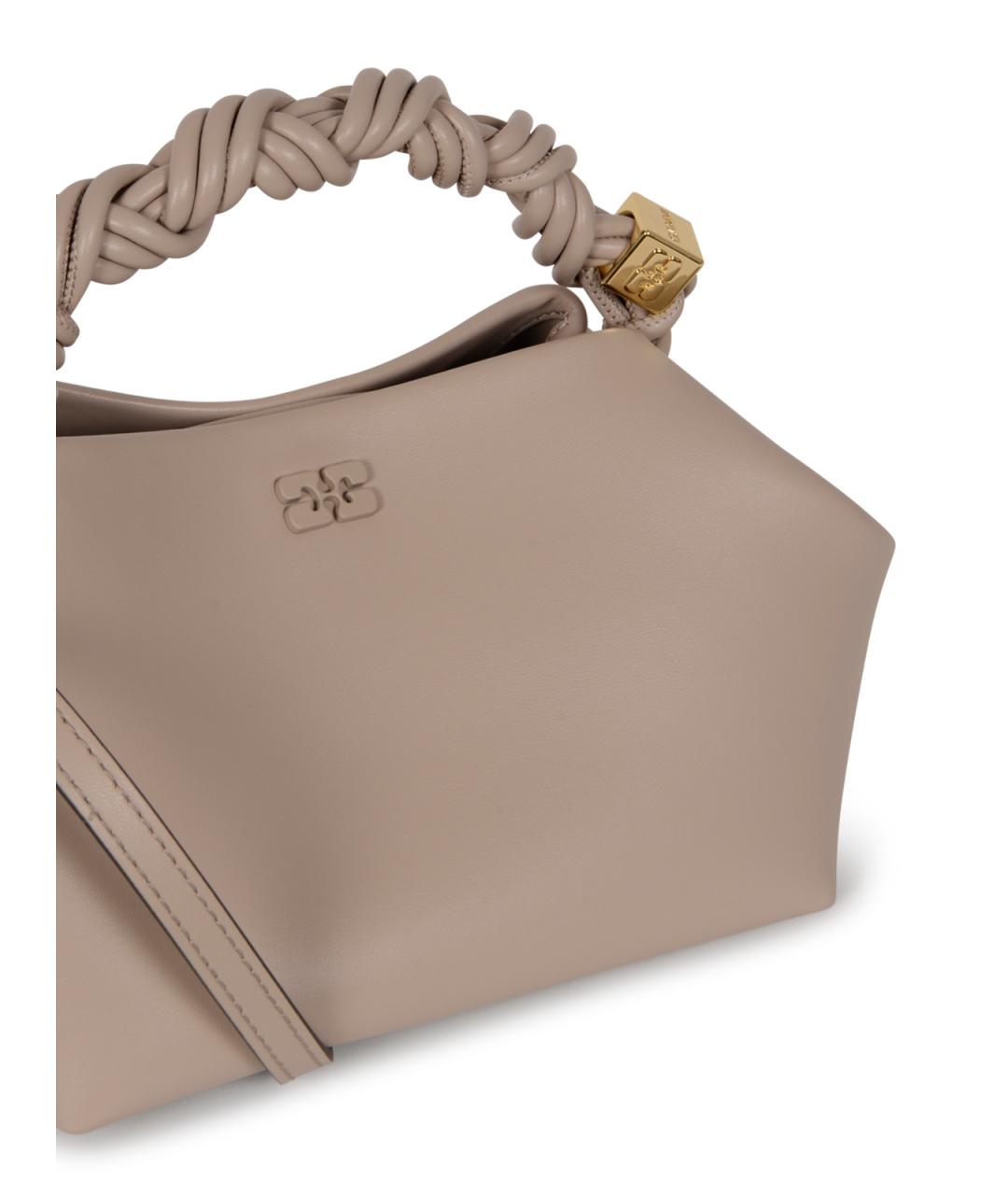 GANNI Бежевая кожаная сумка с короткими ручками, фото 4