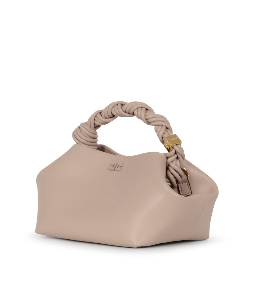 GANNI Бежевая кожаная сумка с короткими ручками, фото 2