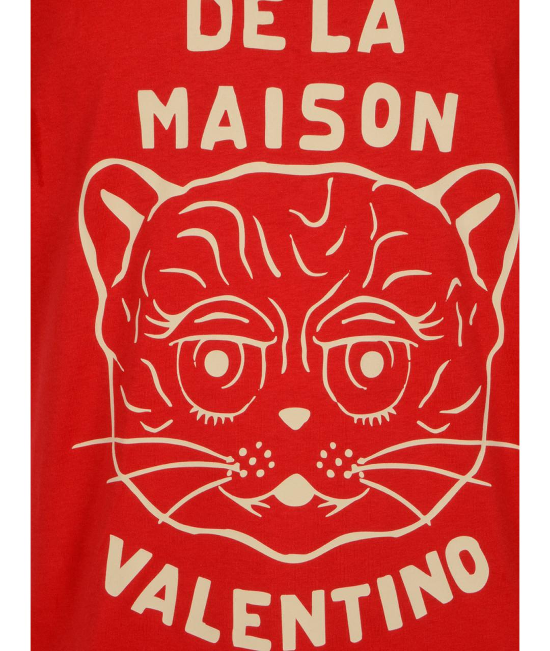 VALENTINO Красная хлопковая футболка, фото 3