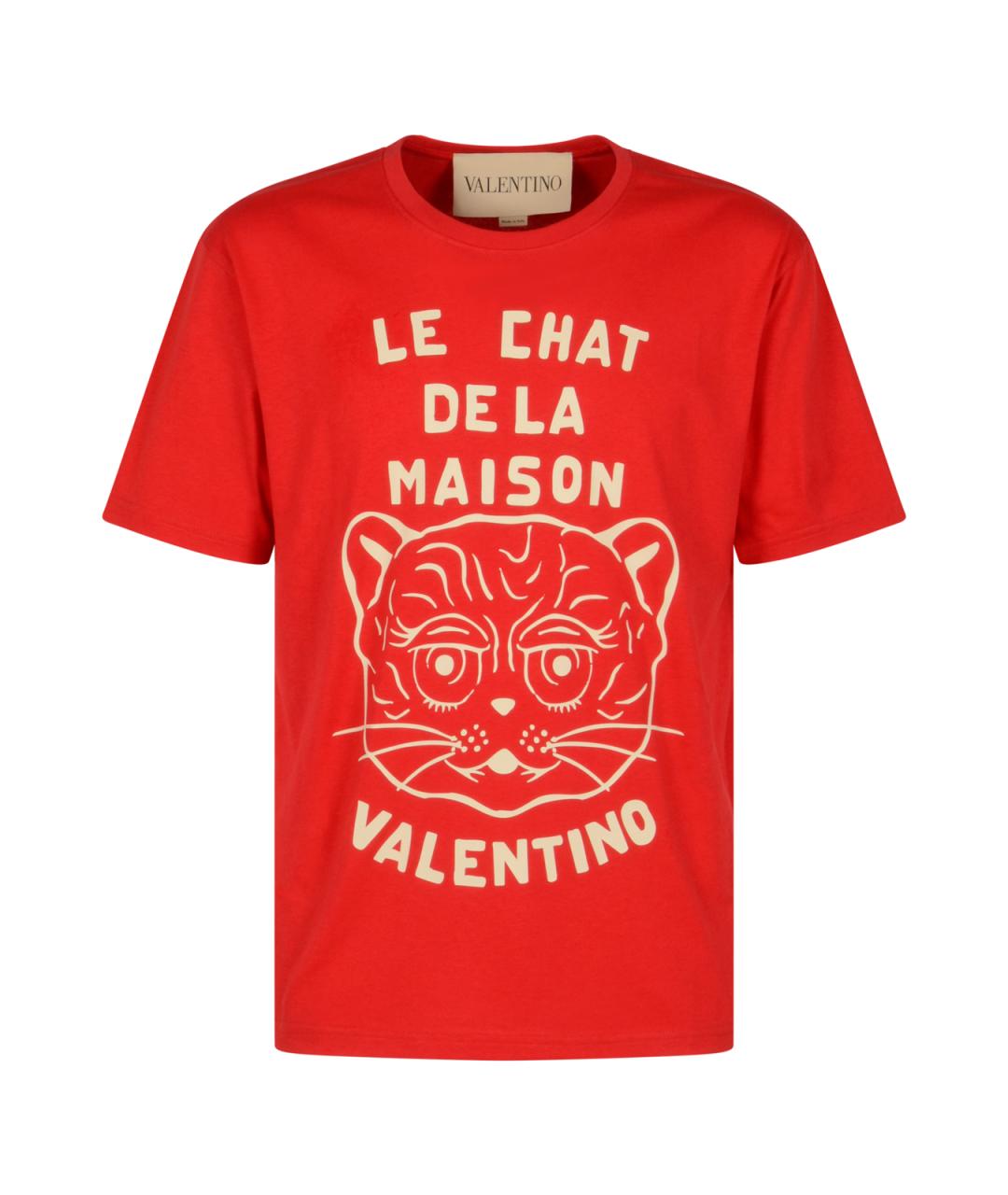 VALENTINO Красная хлопковая футболка, фото 1