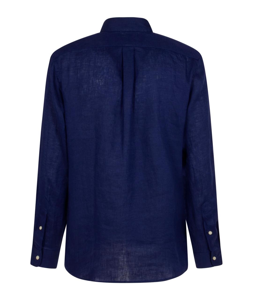 POLO RALPH LAUREN Темно-синяя льняная кэжуал рубашка, фото 2