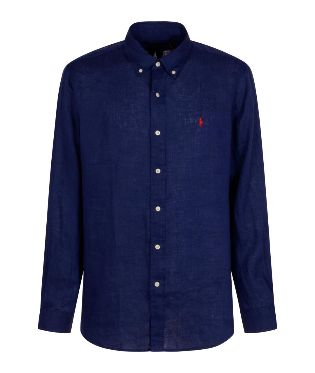 POLO RALPH LAUREN Темно-синяя льняная кэжуал рубашка, фото 1