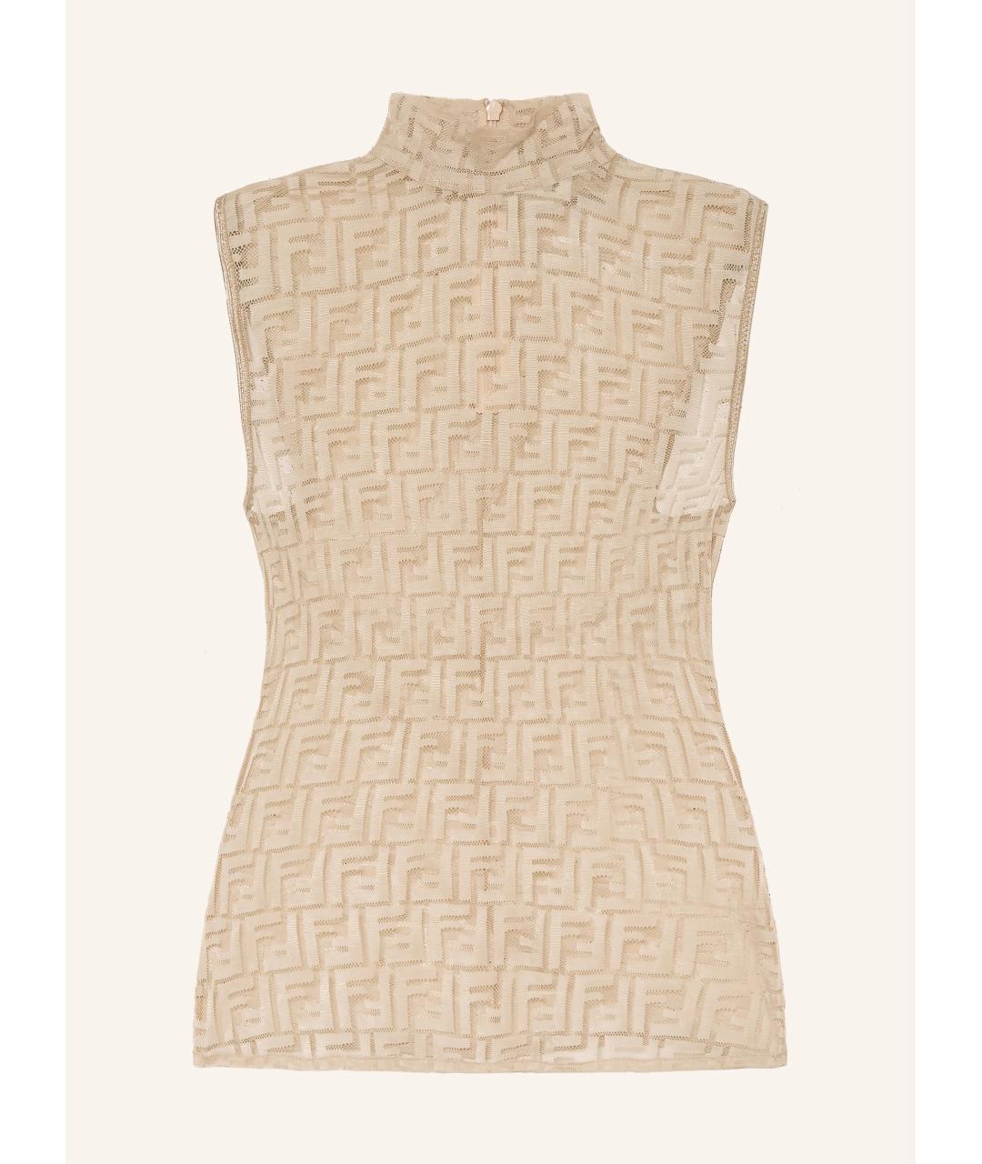 FENDI Бежевая полиамидовая майка, фото 8