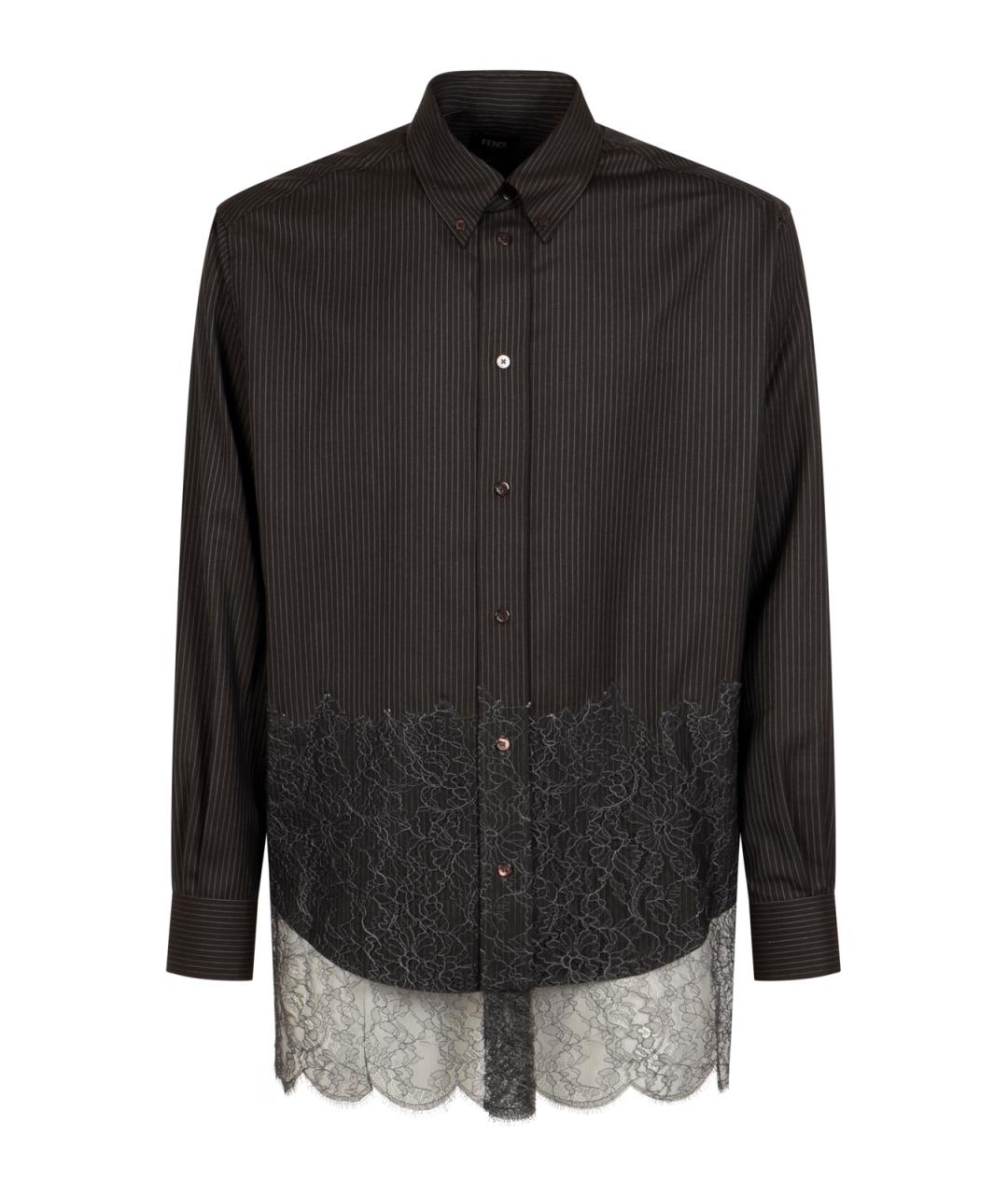 FENDI Черная шерстяная кэжуал рубашка, фото 1