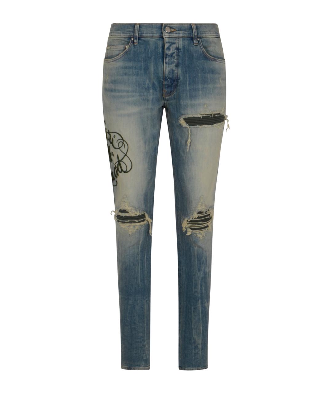 AMIRI Синие хлопковые джинсы скинни, фото 1