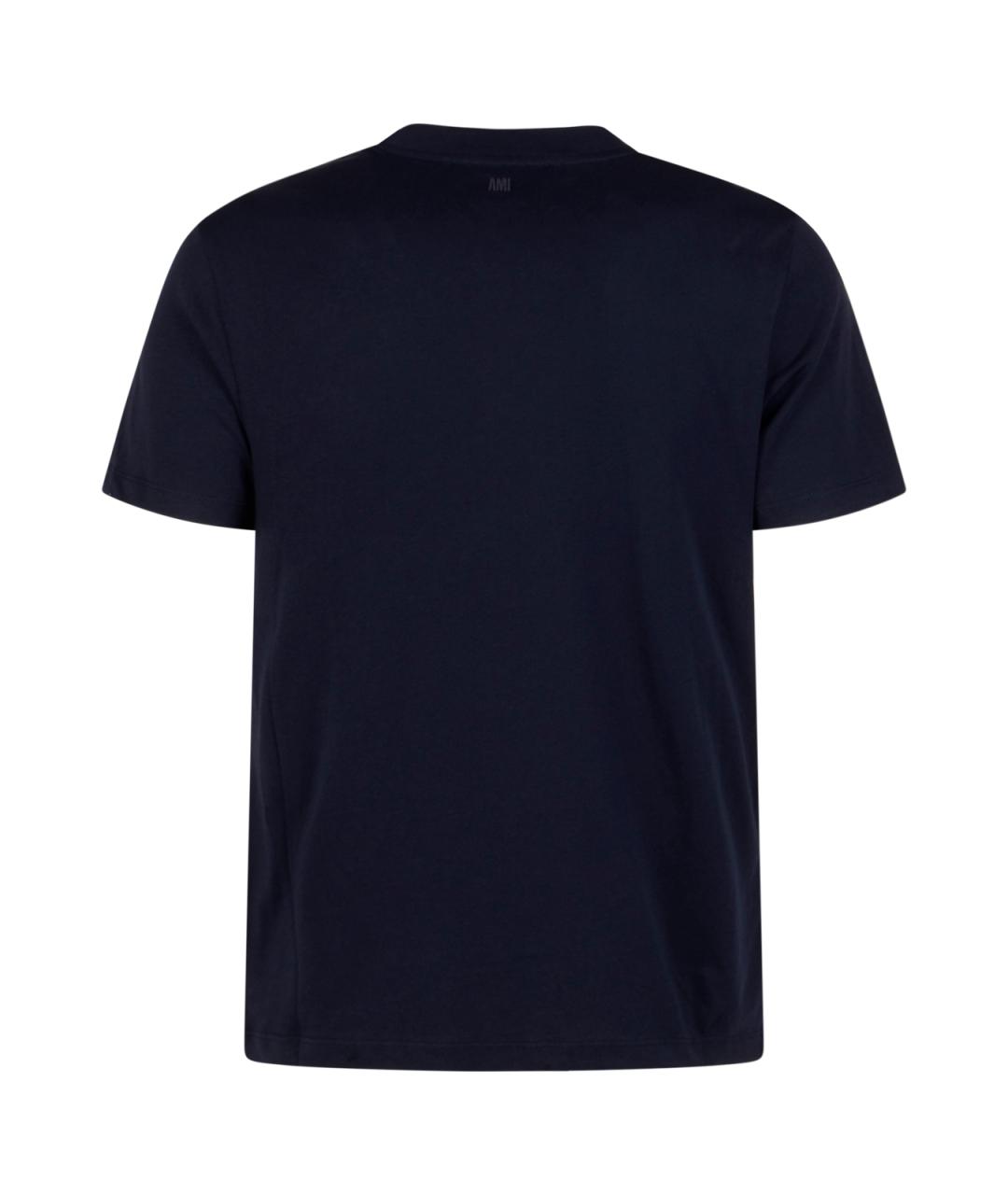 Ami Paris Темно-синяя хлопковая футболка, фото 2
