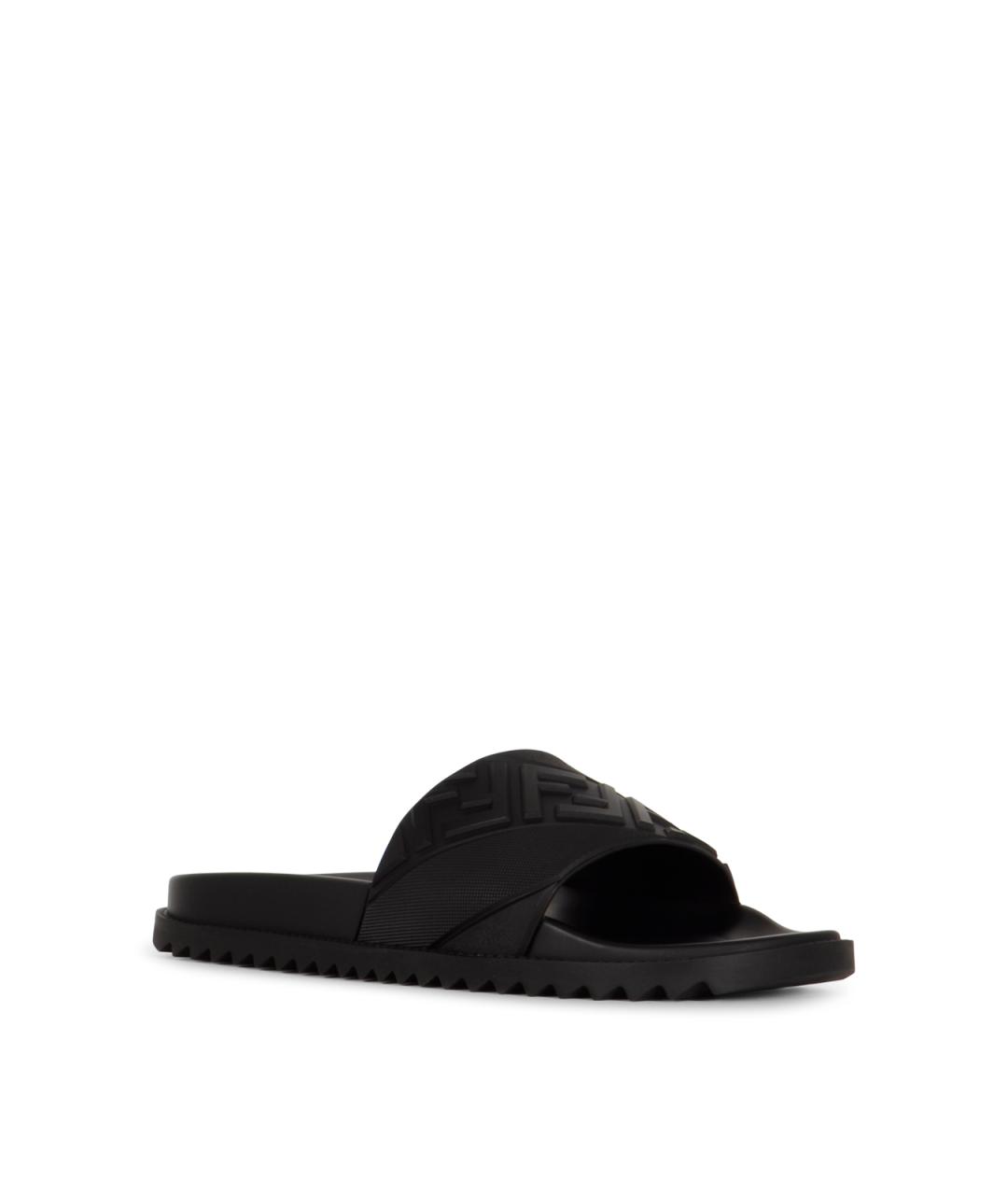 FENDI Черные шлепанцы из искусственной кожи, фото 2
