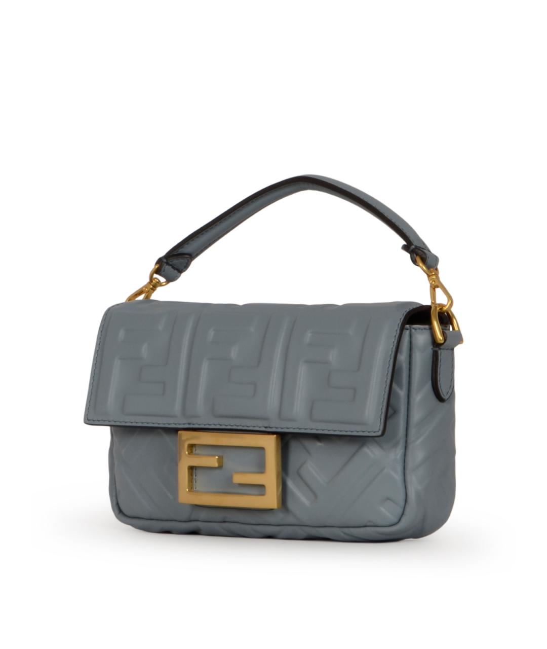 FENDI Голубая кожаная сумка с короткими ручками, фото 2