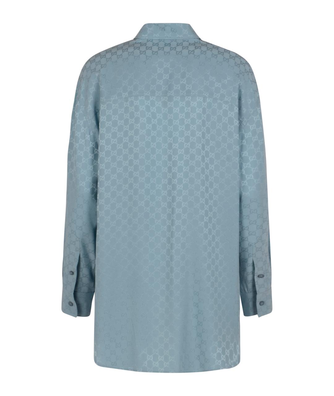 GUCCI Бирюзовая шелковая рубашка, фото 2
