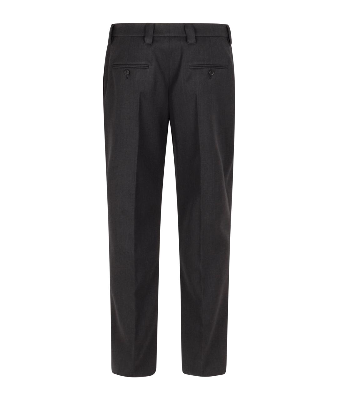 PRADA Серые шерстяные прямые брюки, фото 2