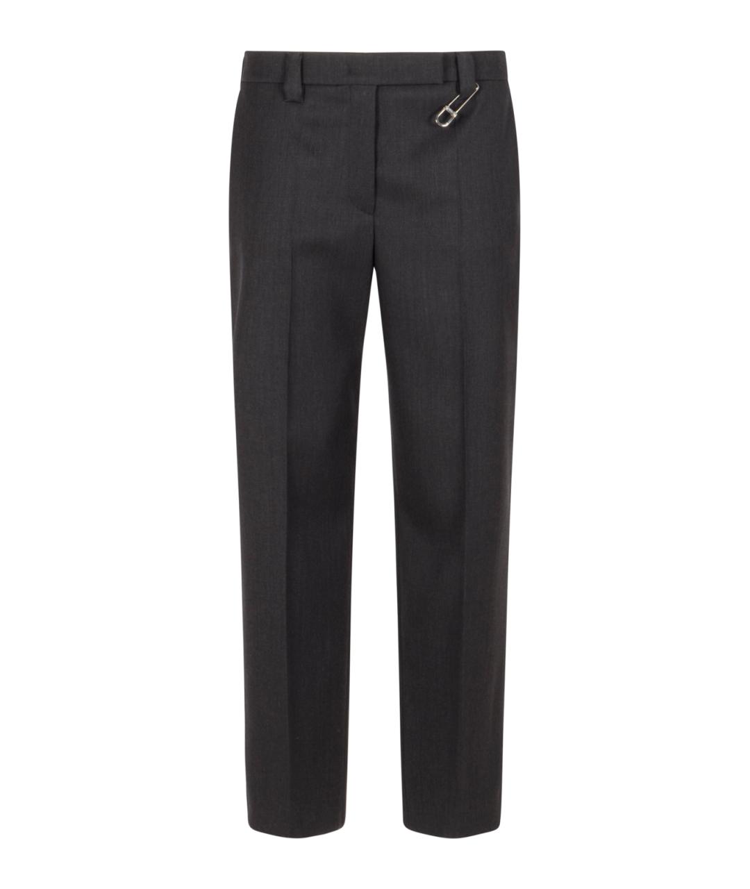 PRADA Серые шерстяные прямые брюки, фото 1