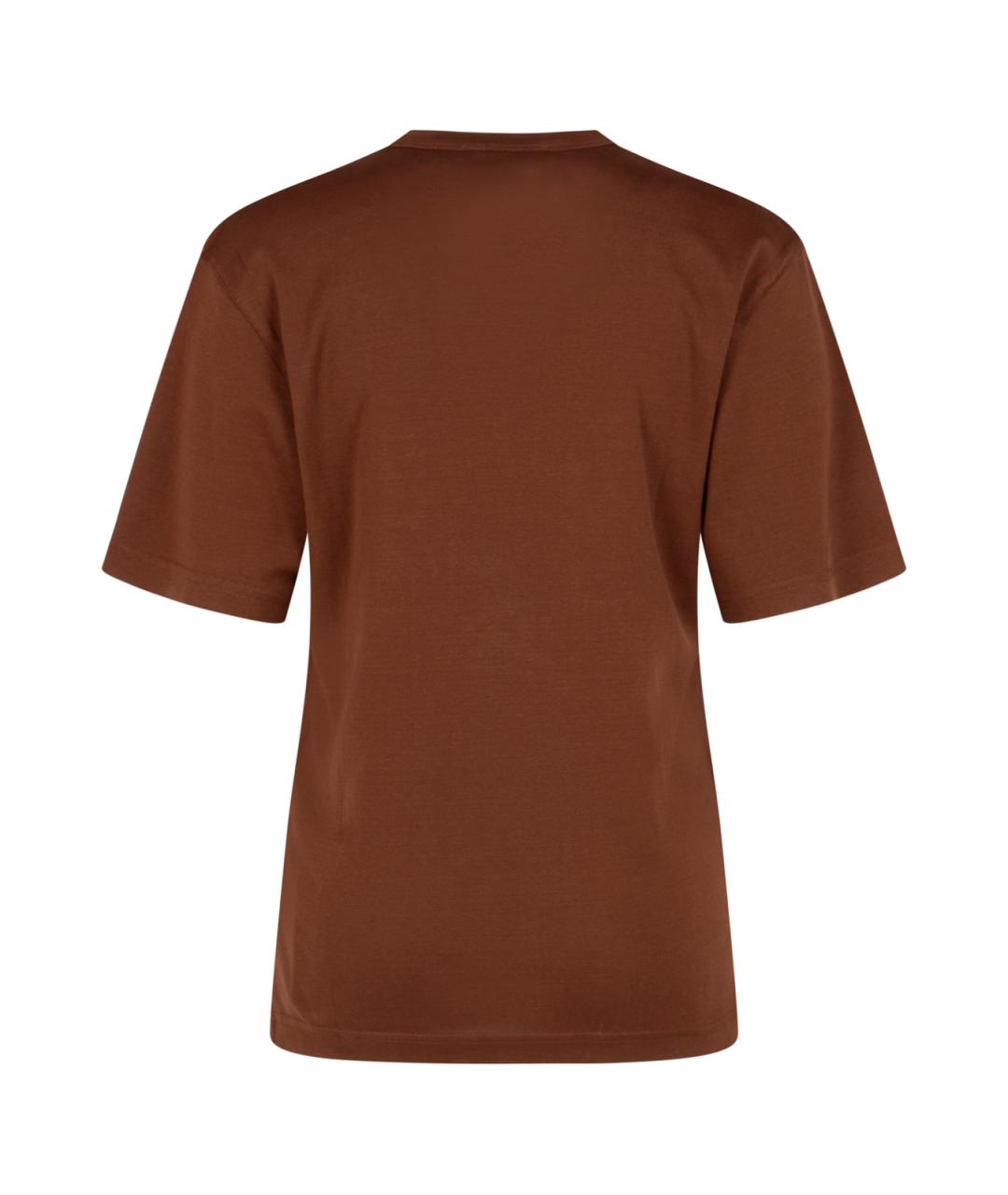 LEMAIRE Коричневая хлопковая футболка, фото 2