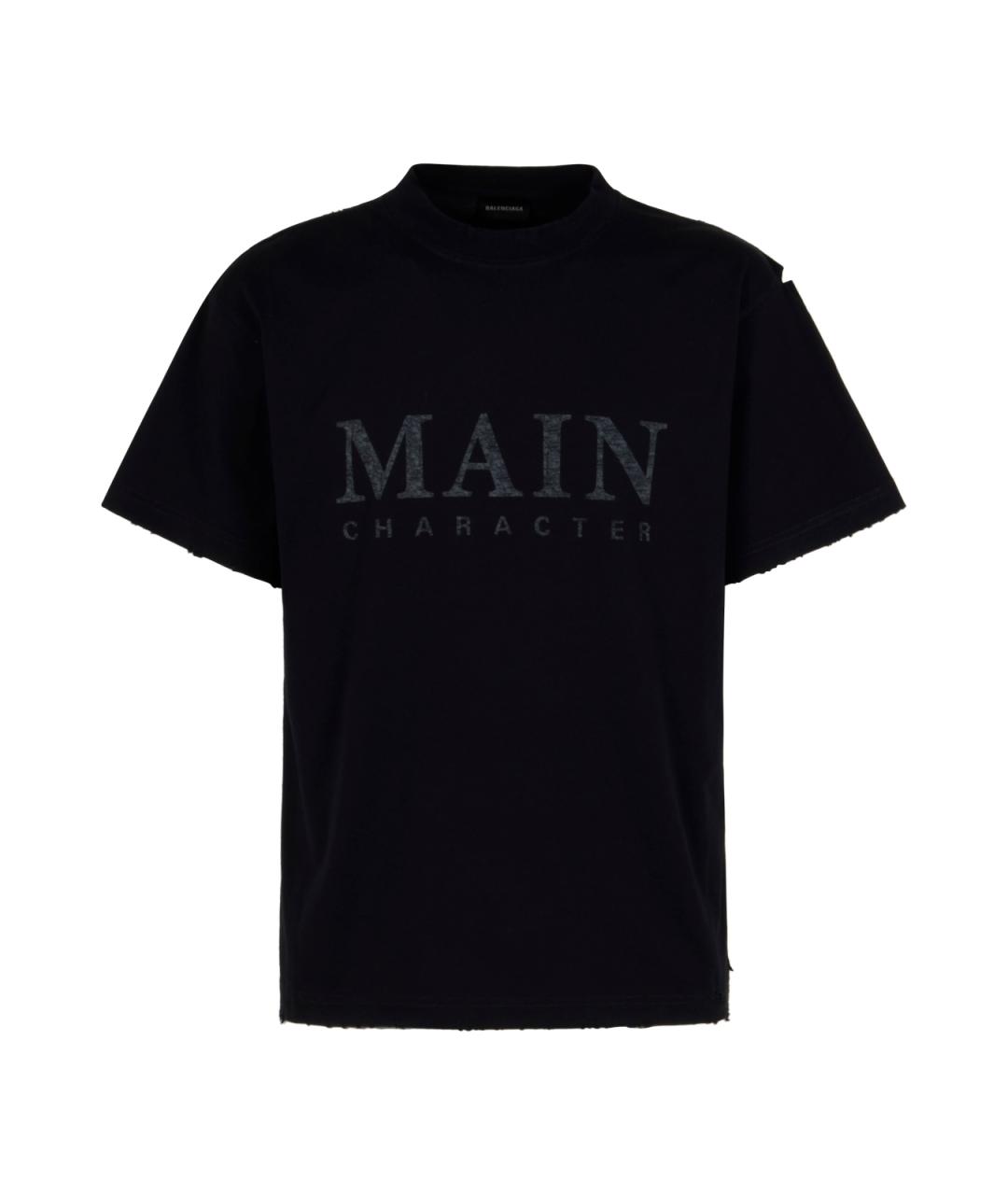 BALENCIAGA Черная хлопковая футболка, фото 1
