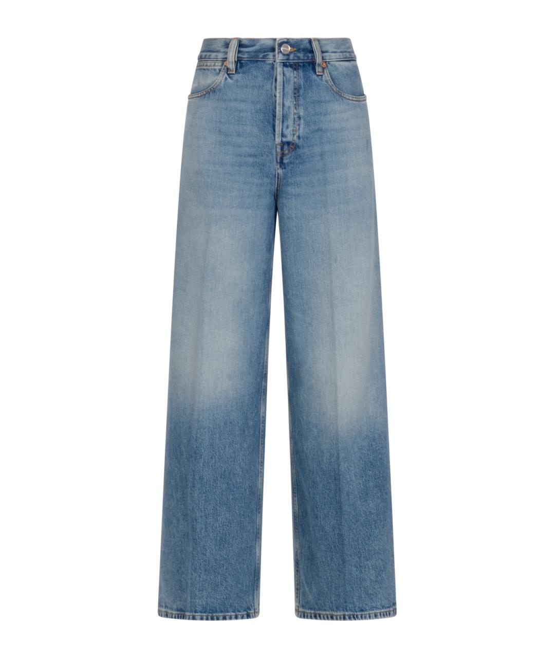 GUCCI Голубые хлопковые прямые джинсы, фото 1