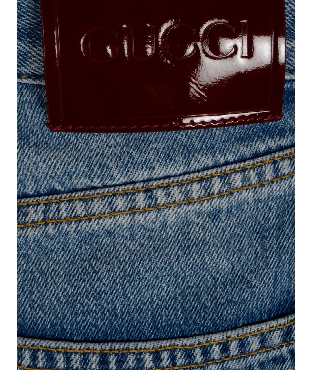 GUCCI Голубые хлопковые прямые джинсы, фото 3