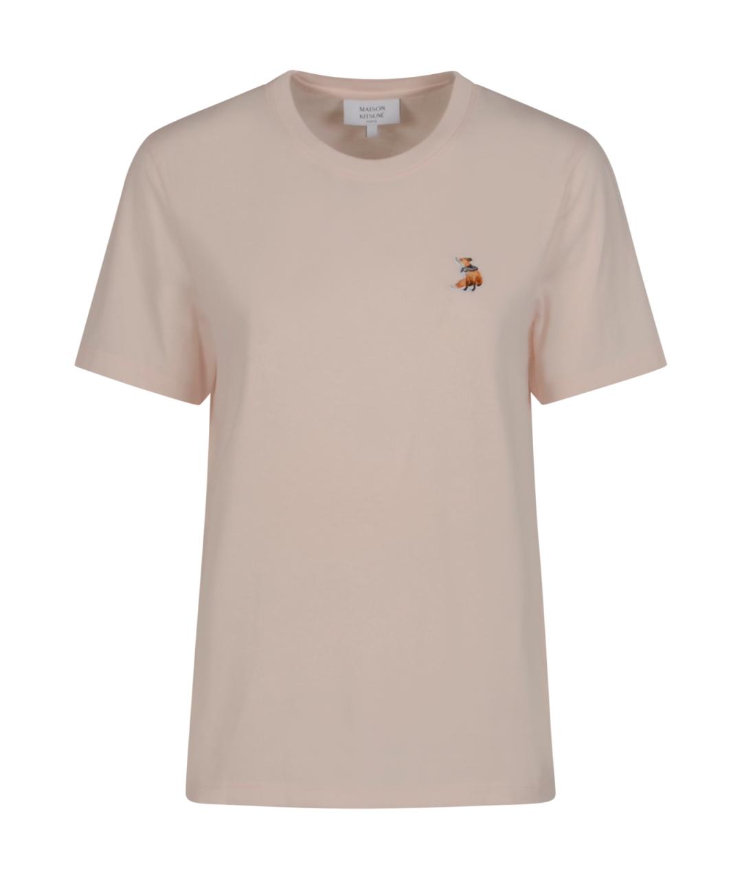 MAISON KITSUNE Розовая хлопковая футболка, фото 1