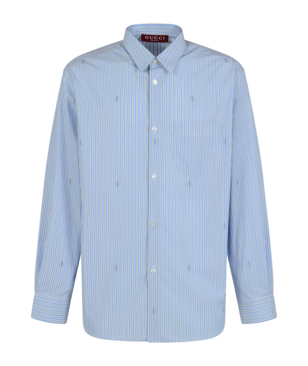 GUCCI Голубая хлопковая кэжуал рубашка, фото 1