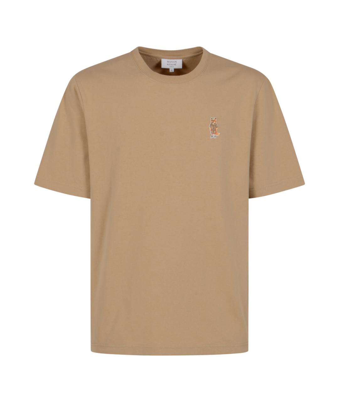 MAISON KITSUNE Бежевая хлопковая футболка, фото 1