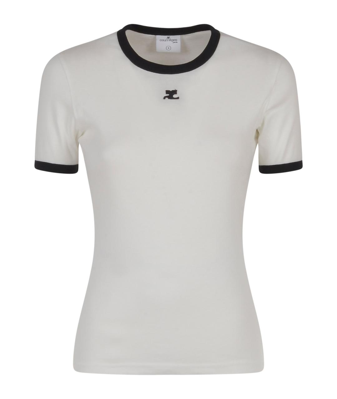 COURREGES Белая хлопковая футболка, фото 1