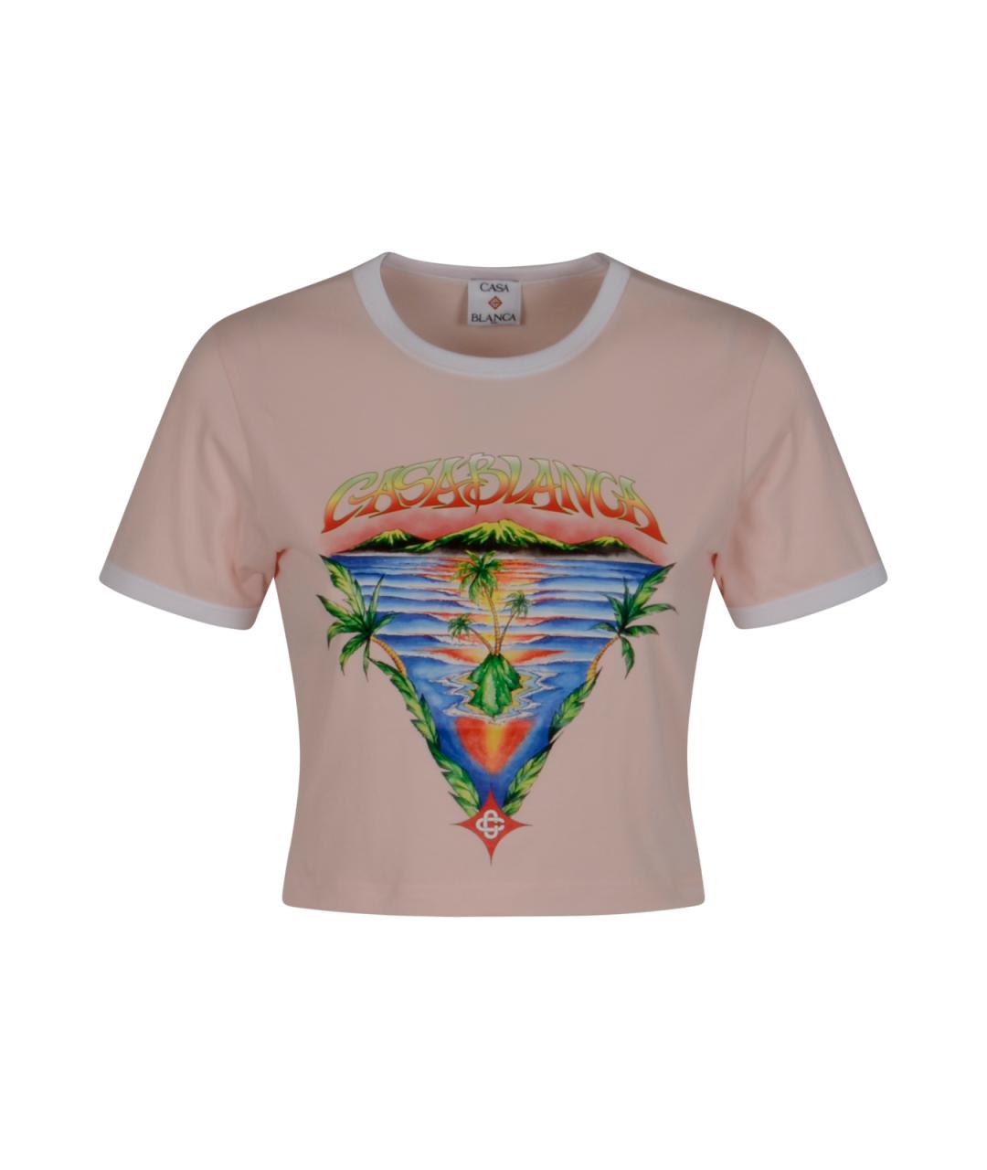 CASABLANCA Розовая хлопковая футболка, фото 1