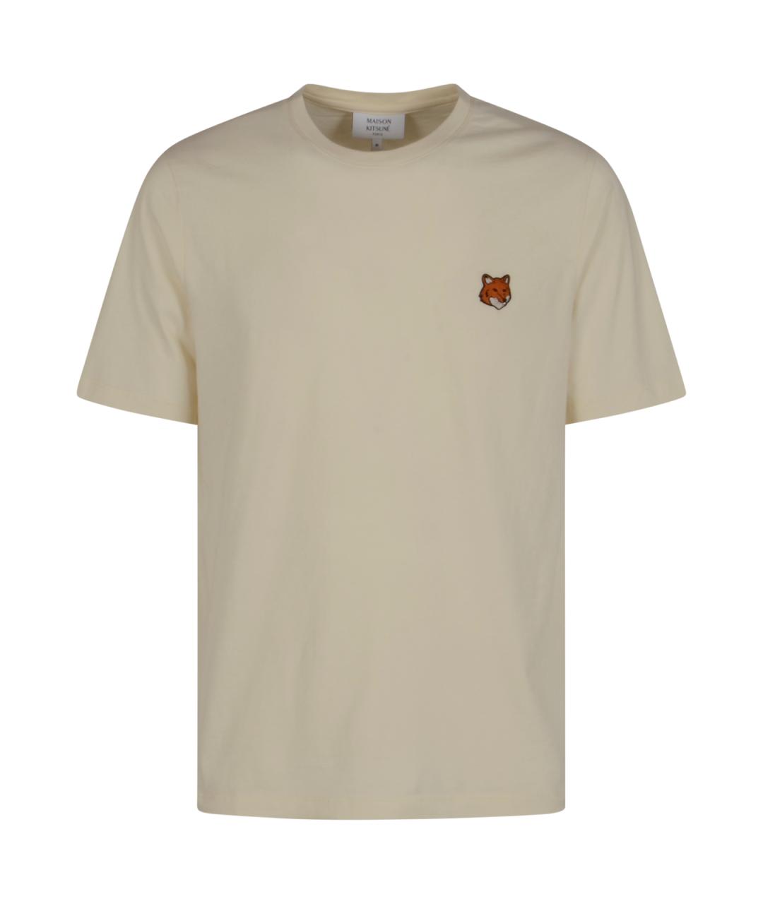 MAISON KITSUNE Бежевая хлопковая футболка, фото 1