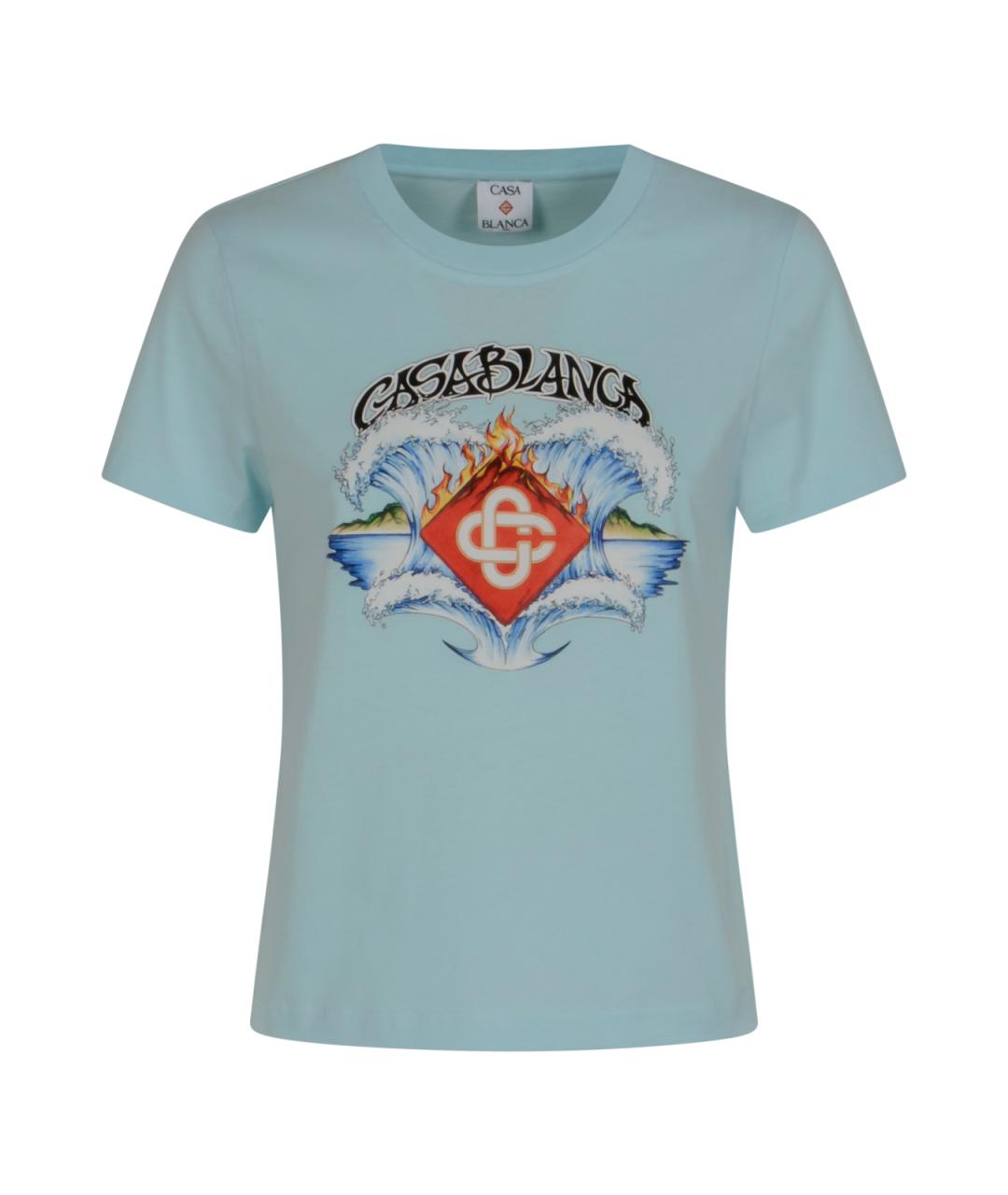 CASABLANCA Голубая хлопковая футболка, фото 1