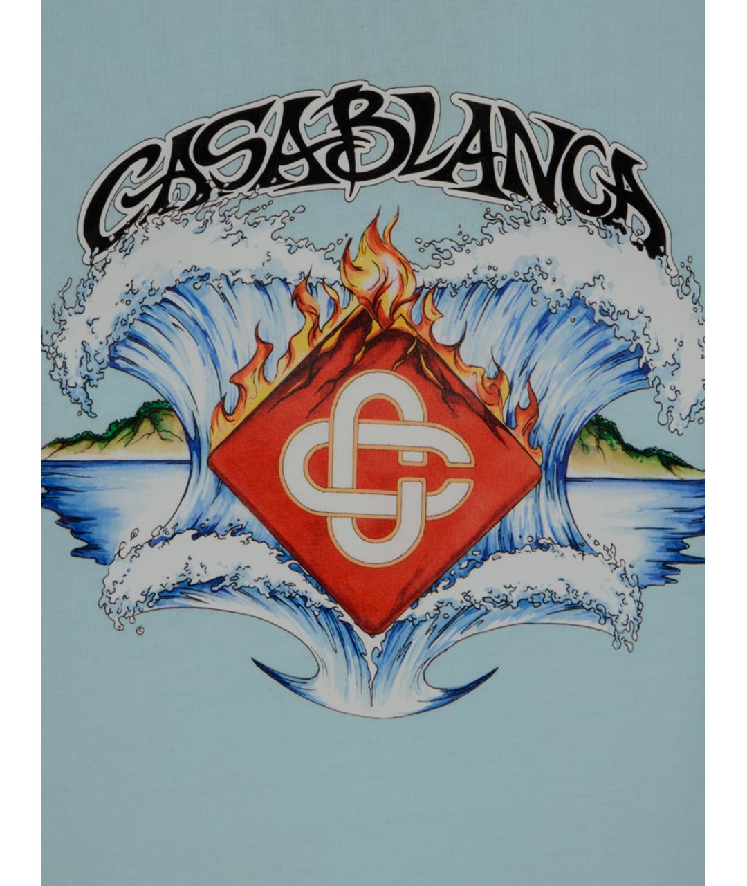 CASABLANCA Голубая хлопковая футболка, фото 3