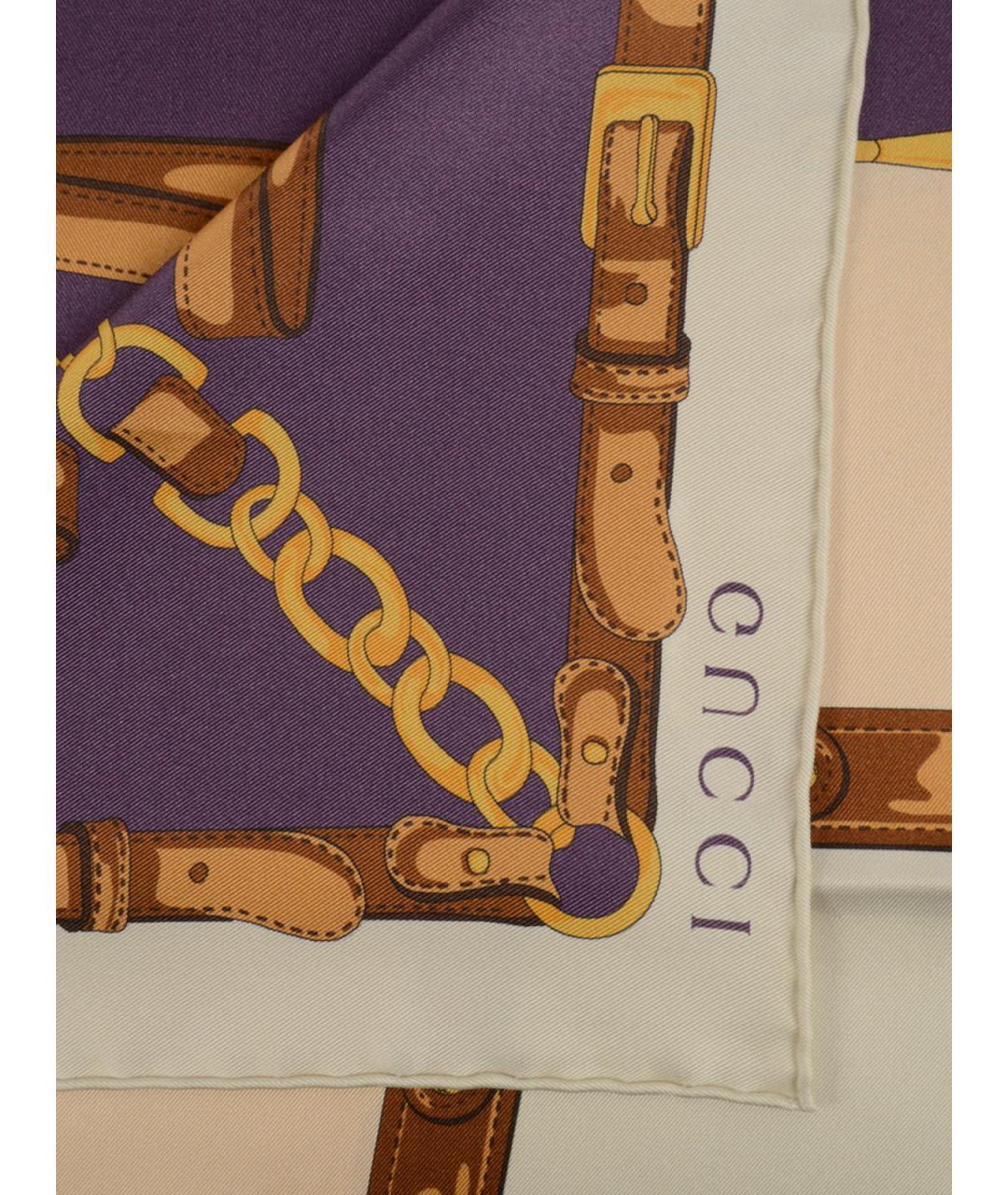 GUCCI Фиолетовый шелковый шарф, фото 2