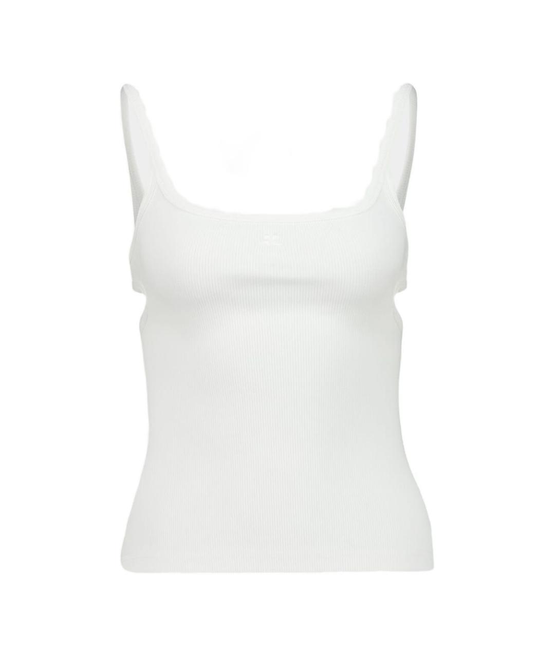 COURREGES Белая хлопко-эластановая майка, фото 1