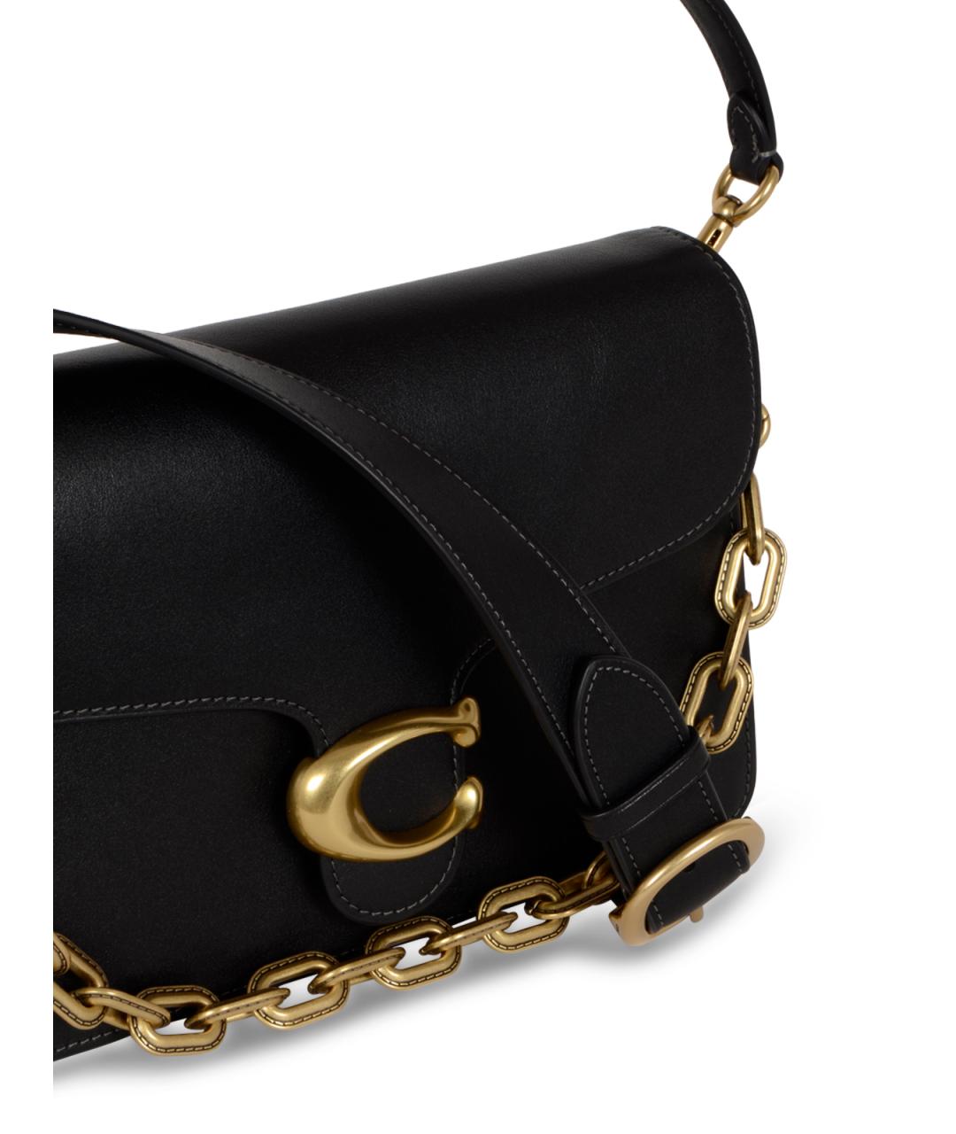 COACH Черная кожаная сумка через плечо, фото 4