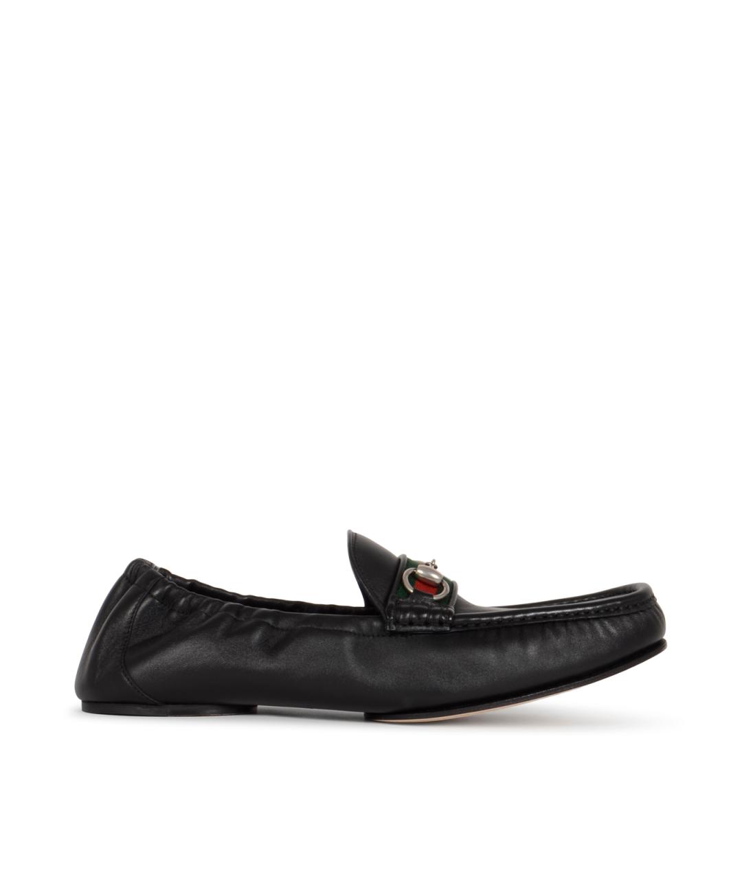 GUCCI Черные кожаные лоферы, фото 1