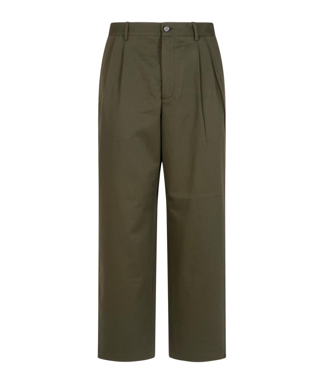 MAISON KITSUNE Хаки хлопковые повседневные брюки, фото 1