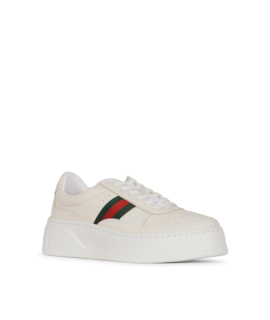GUCCI Белые кожаные кроссовки, фото 2