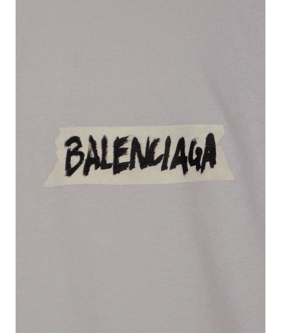 BALENCIAGA Белая хлопковая футболка, фото 3