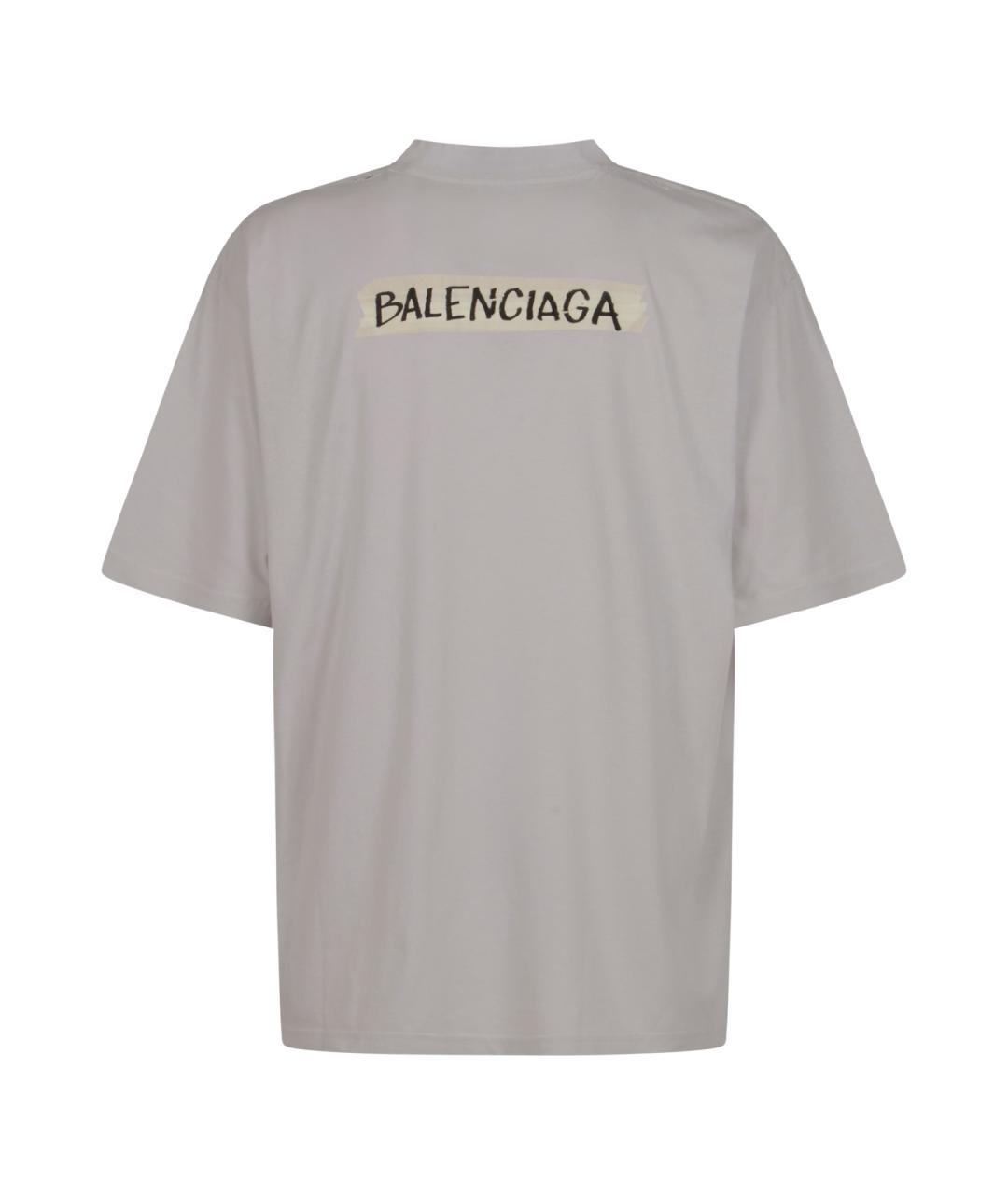 BALENCIAGA Белая хлопковая футболка, фото 2