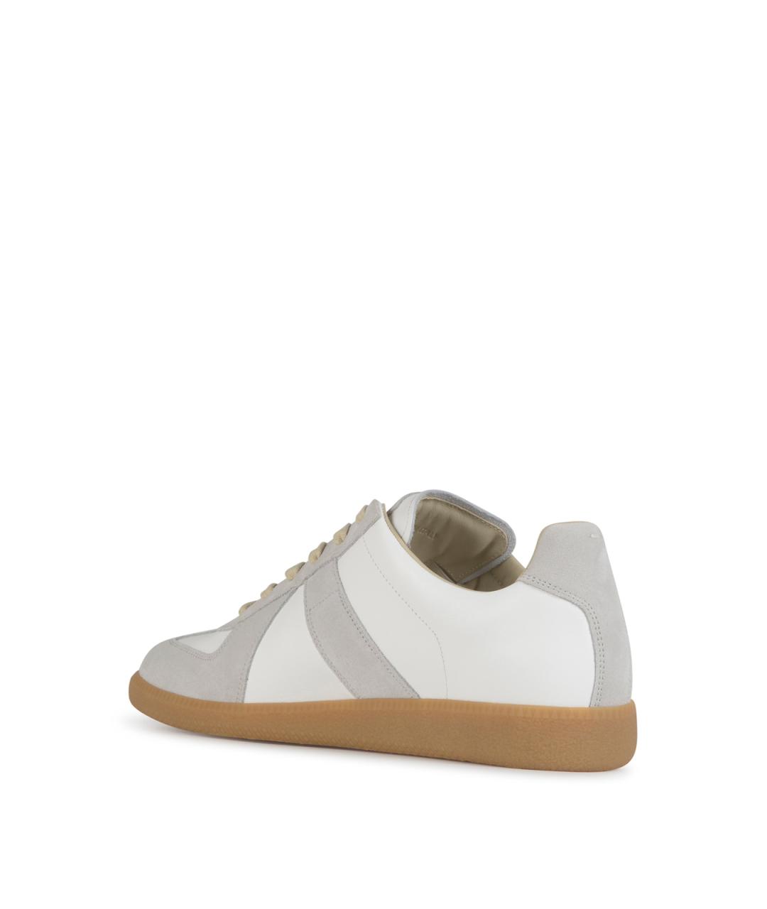 MAISON MARGIELA Белые кожаные низкие кроссовки / кеды, фото 3