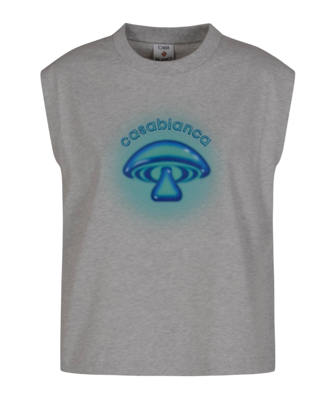 CASABLANCA Серая хлопковая футболка, фото 1