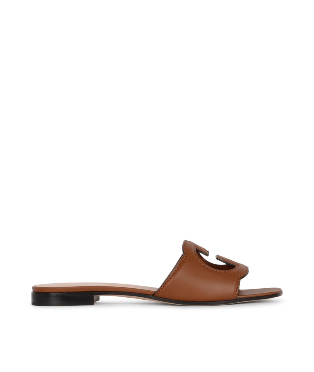 GUCCI Коричневые бархатные шлепанцы, фото 1